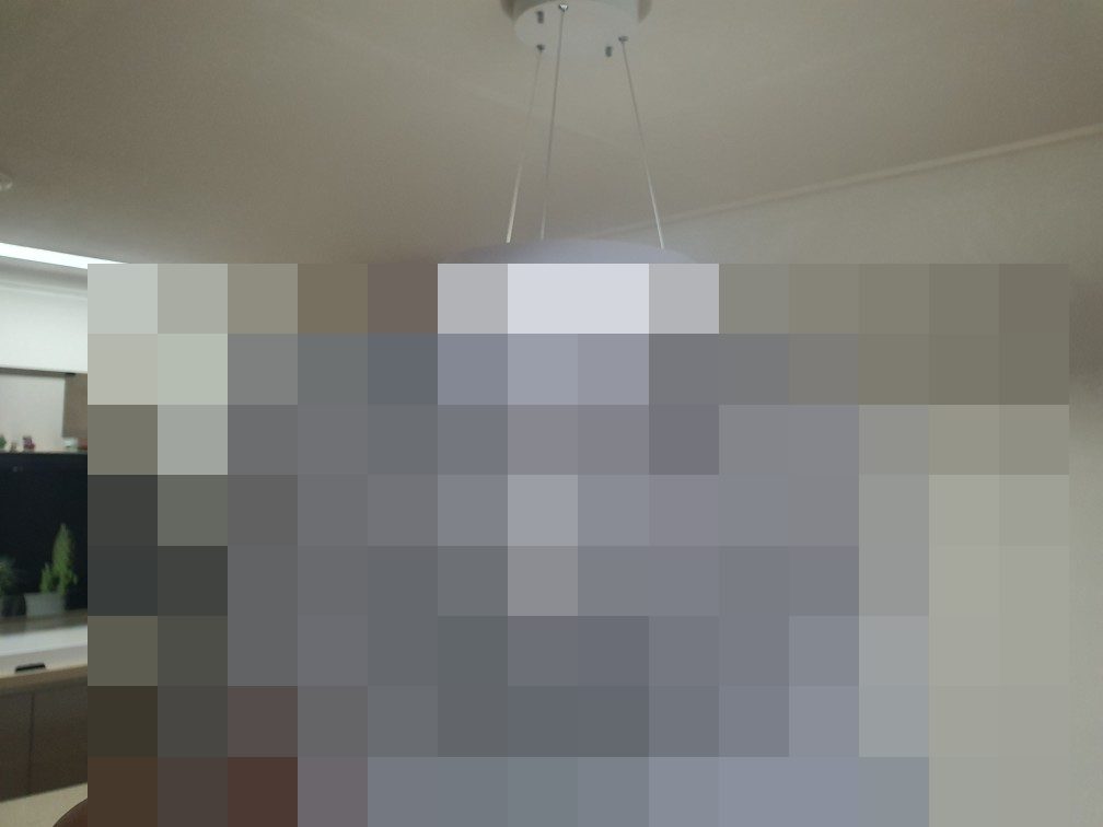 양주 옥정동 옥정지구 아파트 윗집 누수 후 주방 식탁등 부식 – 도배 일정 맞춘 등기구 교체 현장 사진 3